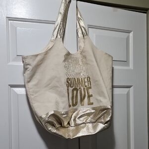 Victoria's Secret Summer Love  Glitter Canvas Tote Beach Bag